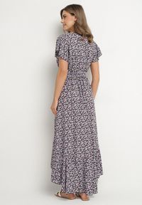 Born2be - Czarno-Różowa Bawełniana Sukienka z Gumką w Talii i Asymetrycznym Dołem Orrizae. Okazja: na co dzień. Typ kołnierza: dekolt kopertowy, kołnierz z falbankami. Kolor: czarny. Materiał: bawełna. Długość rękawa: krótki rękaw. Sezon: wiosna, lato. Typ sukienki: asymetryczne. Styl: casual, elegancki #3