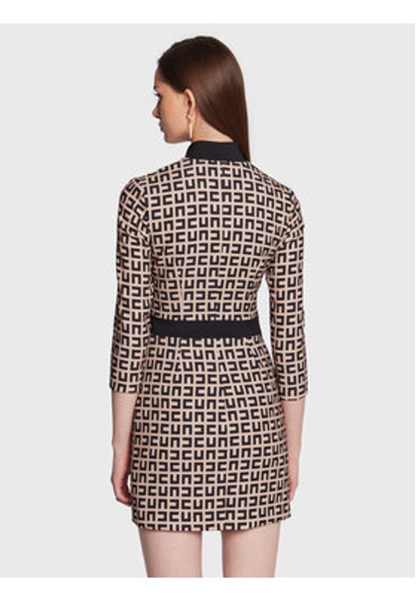 Elisabetta Franchi Sukienka koktajlowa AB-339-31E2-V460 Beżowy Slim Fit. Kolor: beżowy. Materiał: syntetyk. Styl: wizytowy