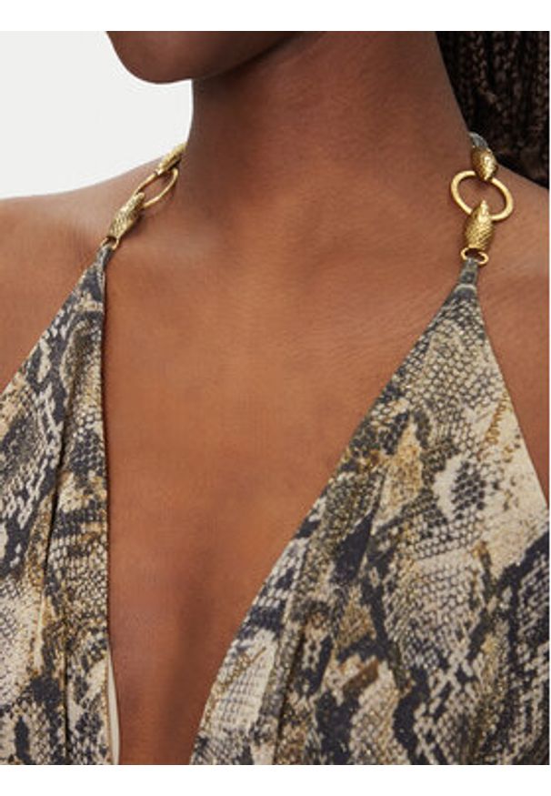 Just Cavalli Sukienka koktajlowa 78PAO932 Beżowy Slim Fit. Kolor: beżowy. Materiał: syntetyk. Styl: wizytowy