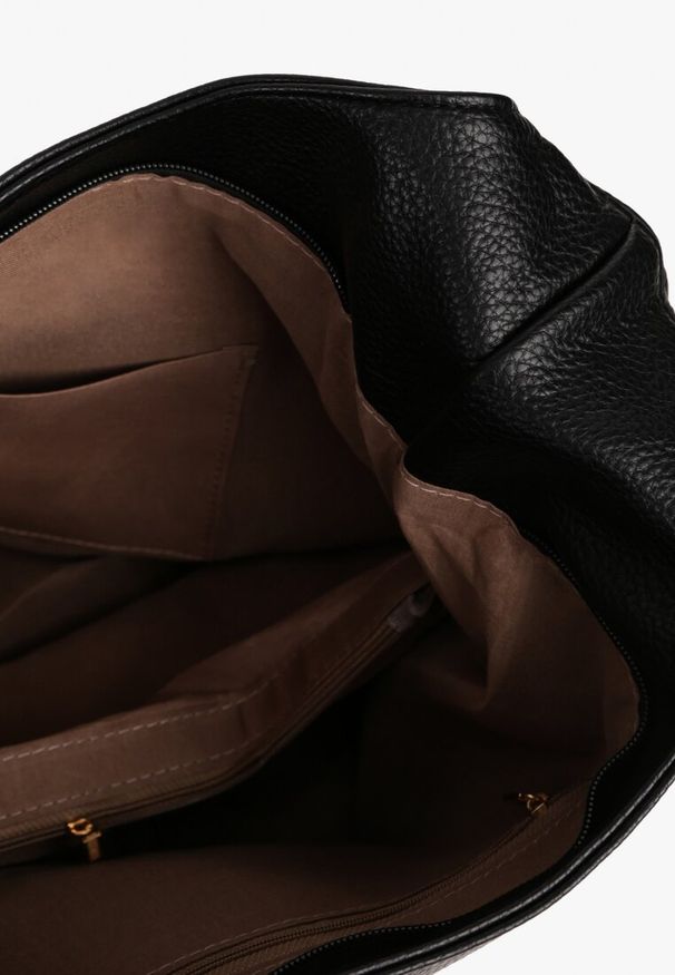 Born2be - Czarna Torebka Hobo z Dodatkowym Paskiem na Ramię Senarwin. Kolor: czarny. Styl: biznesowy, elegancki, casual. Rodzaj torebki: na ramię