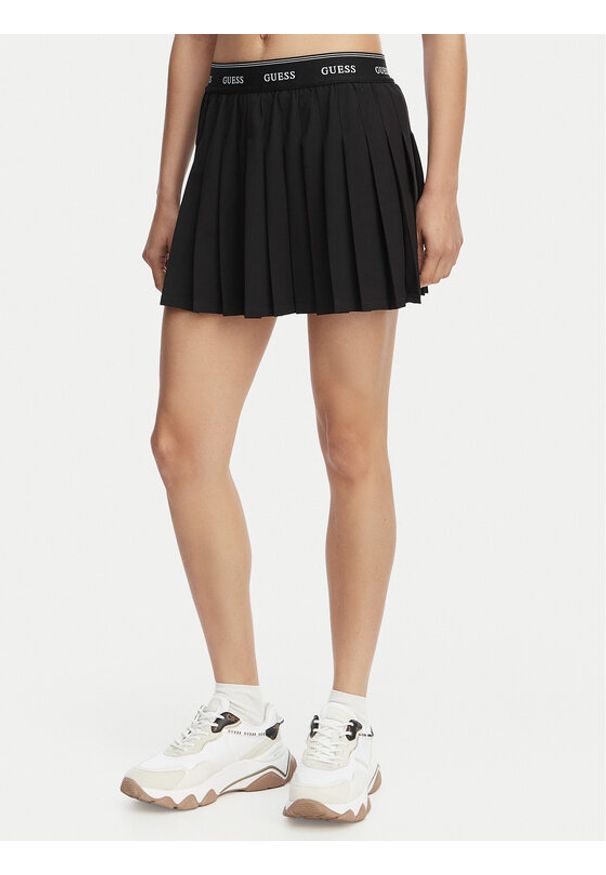 Guess Spódnica plisowana V6GD11 W1802 Czarny Regular Fit. Kolor: czarny. Materiał: syntetyk