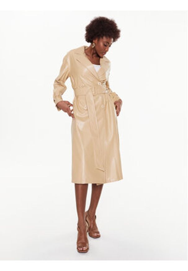 TwinSet - TWINSET Trencz 231TP2093 Écru Regular Fit. Materiał: skóra