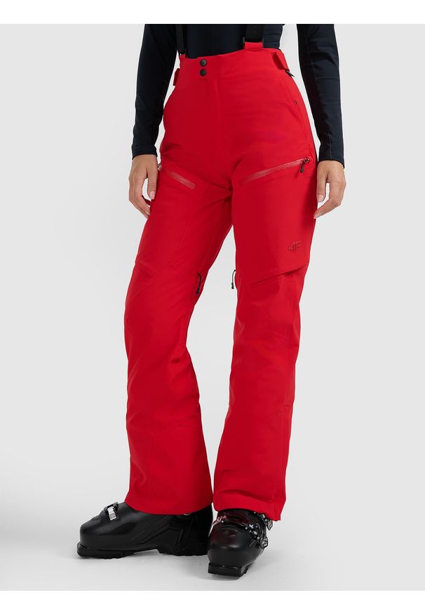 4f - 4F Spodnie narciarskie membrana 15000 damskie - czerwone S. Kolor: czerwony. Materiał: materiał. Technologia: Thinsulate. Wzór: gładki. Sezon: zima. Sport: narciarstwo
