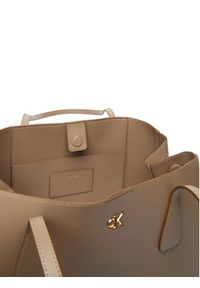 Calvin Klein Torebka Ck Snap Large Tote LV04F3502G Beżowy. Kolor: beżowy. Materiał: skórzane #2