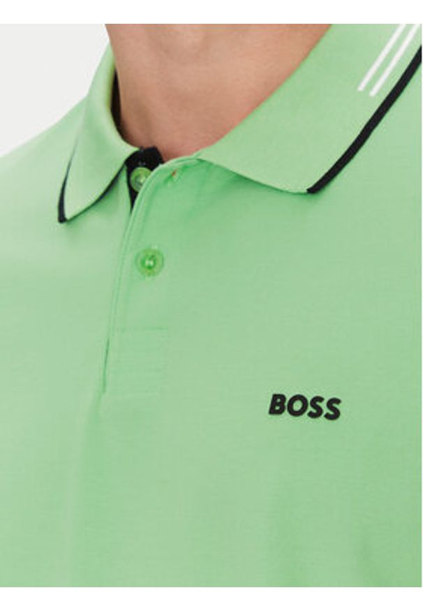 BOSS Polo Paul 50506193 Zielony Slim Fit. Typ kołnierza: polo. Kolor: zielony. Materiał: bawełna