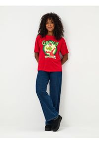 Sinsay - Bawełniana koszulka z nadrukiem Grinch - czerwony. Kolor: czerwony. Materiał: bawełna. Wzór: nadruk #1