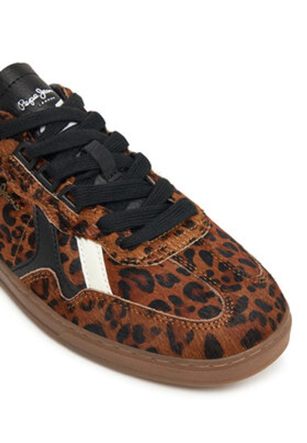 Pepe Jeans Sneakersy Ball Print W PLS000013 Brązowy. Kolor: brązowy. Materiał: skóra. Wzór: nadruk
