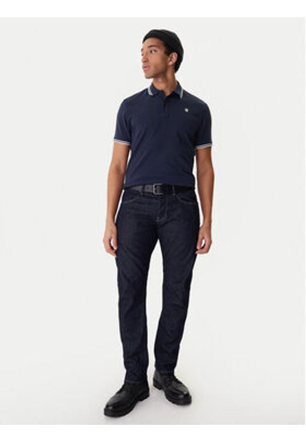 G-Star RAW - G-Star Raw Polo Dunda D17127-5864 Granatowy Regular Fit. Typ kołnierza: polo. Kolor: niebieski. Materiał: bawełna