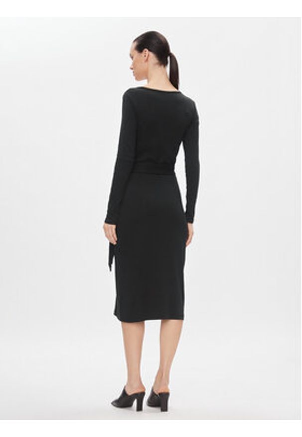 Lauren Ralph Lauren Sukienka dzianinowa 250889290004 Czarny Slim Fit. Kolor: czarny. Materiał: bawełna