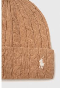 Polo Ralph Lauren czapka wełniana kolor beżowy wełniana. Kolor: beżowy. Materiał: wełna #2