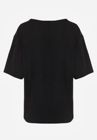 Born2be - Czarny Minimalistyczny T-shirt z Teksturowanej Tkaniny z Bawełną Shinost. Okazja: na co dzień, do pracy. Kolekcja: plus size. Kolor: czarny. Materiał: bawełna, tkanina. Styl: casual #4