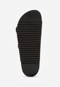 Renee - Brązowe Zamszowe Klapki Klasyczne z Regulowanymi Paskami ze Sprzączkami Shirinixis. Okazja: na co dzień. Kolor: brązowy. Materiał: zamsz. Wzór: paski. Sezon: lato. Styl: klasyczny #4