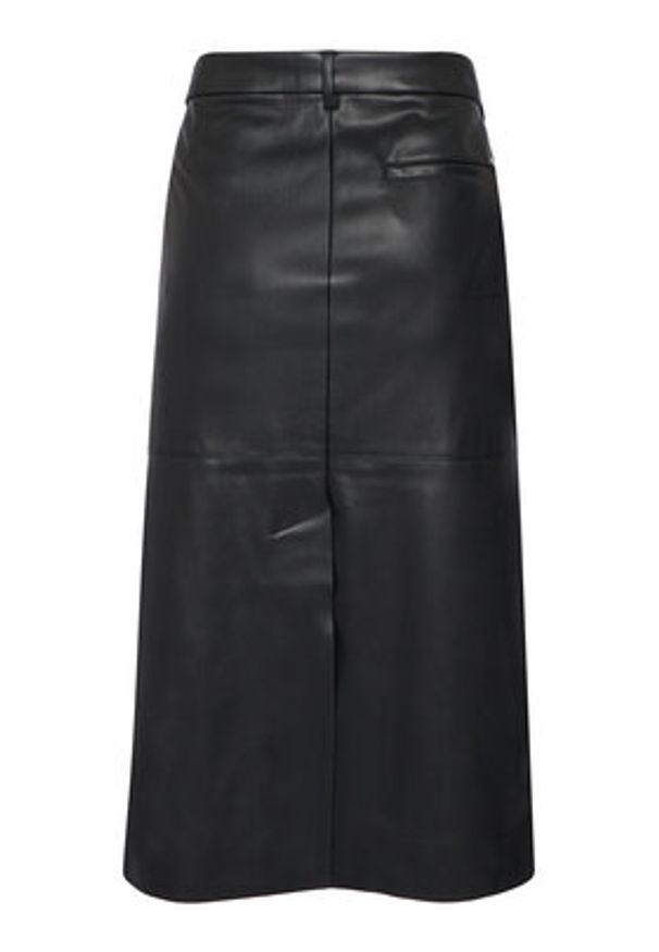 Calvin Klein Spódnica z imitacji skóry LV044D651G Czarny Regular Fit. Kolor: czarny. Materiał: skóra
