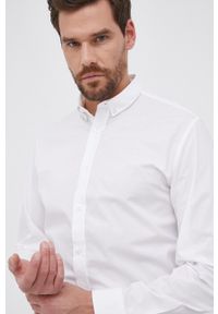 Selected - Koszula bawełniana. Typ kołnierza: button down. Kolor: biały. Materiał: bawełna. Długość rękawa: długi rękaw. Długość: długie #1