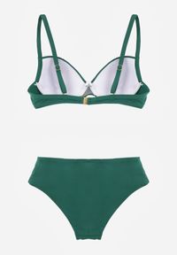Born2be - Ciemnozielone Bikini z Marszczonym Biustonoszem i Majtkami z Wysokim Stanem Aereida. Stan: podwyższony. Kolekcja: plus size. Kolor: zielony #3