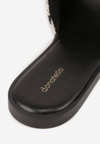 Renee - Czarne Klapki z Plecionką i Geometryczną Klamrą Nemornell. Okazja: na co dzień. Kolor: czarny. Materiał: len. Wzór: geometria. Sezon: lato. Styl: boho, casual, retro #5