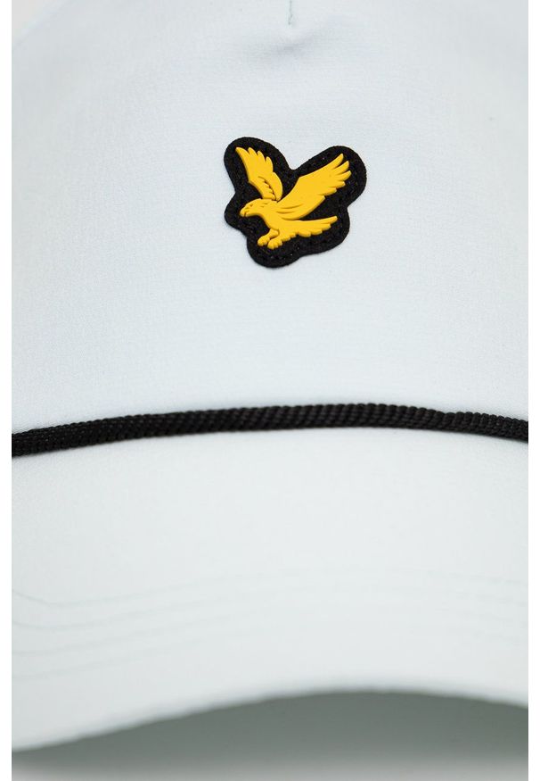 Lyle & Scott czapka z aplikacją. Kolor: niebieski. Materiał: materiał, tkanina. Wzór: aplikacja