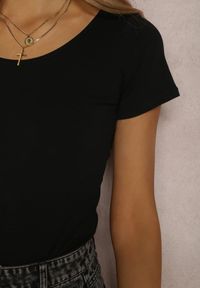 Renee - Czarne Body Auxothee. Kolor: czarny. Materiał: bawełna, jeans, materiał. Długość rękawa: krótki rękaw. Długość: krótkie. Wzór: gładki. Sezon: lato