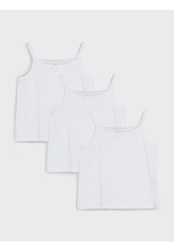 Sinsay - Bawełniana koszulka na ramiączkach - biały. Kolor: biały. Materiał: bawełna. Długość rękawa: na ramiączkach