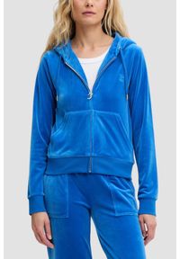 Juicy Couture - JUICY COUTURE Chabrowa bluza damska Robertson Hoodie, Rozmiar L. Okazja: na co dzień. Kolor: niebieski. Materiał: materiał. Styl: casual, klasyczny #1