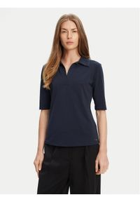 Calvin Klein Polo LV044C221G Granatowy Slim Fit. Typ kołnierza: polo. Kolor: niebieski. Materiał: syntetyk