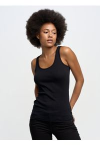 Big-Star - Koszulka damska na ramiączkach Alena 906. Kolor: czarny. Materiał: bawełna, elastan, skóra. Długość rękawa: na ramiączkach. Styl: klasyczny, elegancki, sportowy #5