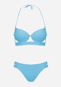 Renee - Jasnoniebieskie Bikini Majtki Figi z Wycięciami i Biustonosz z Ozdobnymi Paskami Kinalana. Kolor: niebieski #3