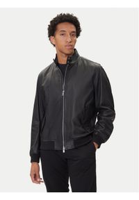 BOSS Kurtka skórzana H-Moiner 50543899 Czarny Regular Fit. Kolor: czarny. Materiał: skóra