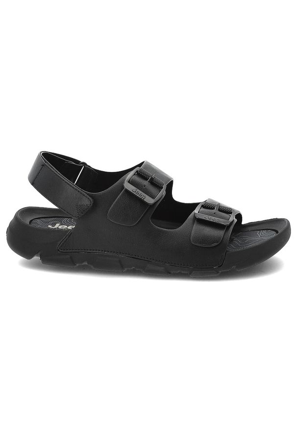 Czarne Sandały Jeep Stylowe Obuwie Męskie. Zapięcie: rzepy. Kolor: czarny. Sezon: lato. Styl: elegancki