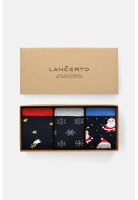 Lancerto - Zestaw 3 Par Świątecznych Skarpet we Wzory. Materiał: bawełna, elastan, poliamid