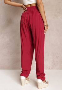 Renee - Bordowe Spodnie z Wiskozy z Gumką w Pasie Stetia. Okazja: na co dzień. Kolor: czerwony. Materiał: wiskoza. Styl: elegancki, casual #4