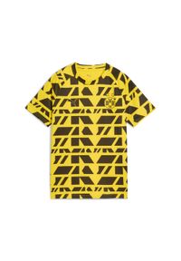 Puma - Młodzieżowa koszulka przedmeczowa Borussia Dortmund PUMA Faster Yellow Black. Kolor: czarny, wielokolorowy, żółty. Sport: piłka nożna