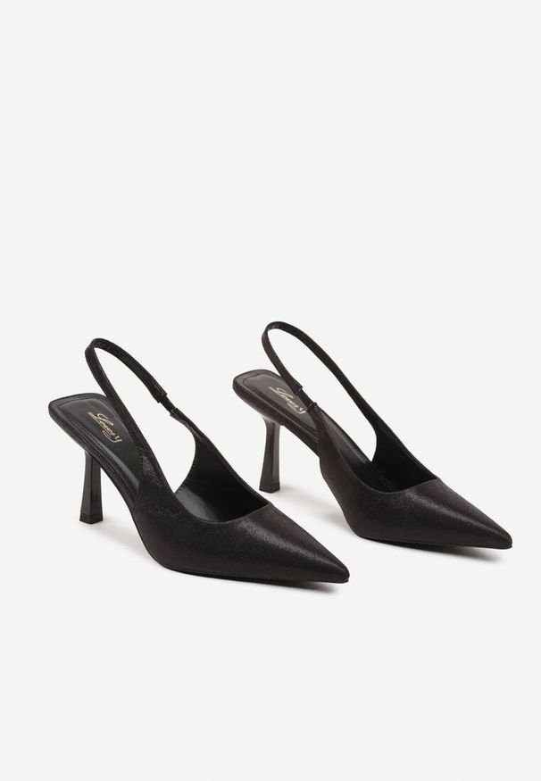 Born2be - Czarne Szpilki z Odkrytą Piętą Domenicca. Okazja: na co dzień. Nosek buta: szpiczasty. Kolor: czarny. Materiał: jeans. Obcas: na szpilce. Styl: elegancki, casual, klasyczny. Wysokość obcasa: średni