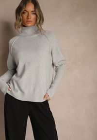 Renee - Szary Golf z Domieszką Kaszmiru o Prostym Kroju Zoirsova. Okazja: na co dzień. Typ kołnierza: golf. Kolor: szary. Materiał: kaszmir. Długość rękawa: długi rękaw. Długość: długie. Styl: elegancki, casual
