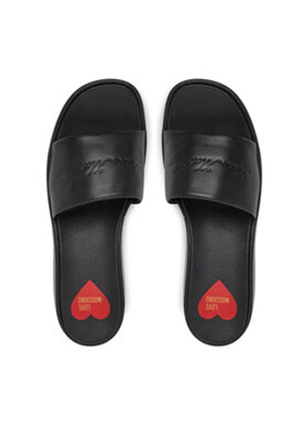 Love Moschino - LOVE MOSCHINO Klapki JA28177I0MIA0000 Czarny. Kolor: czarny. Materiał: skóra