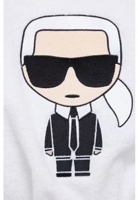 Karl Lagerfeld szlafrok 220W2185 kolor biały. Kolor: biały. Materiał: bawełna, materiał, dzianina. Wzór: aplikacja #2