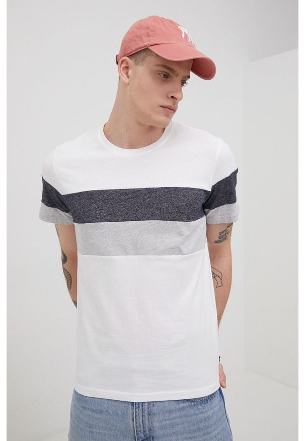 Tom Tailor t-shirt bawełniany kolor biały wzorzysty. Kolor: biały. Materiał: bawełna