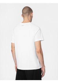 4f - T-shirt regular gładki męski. Kolor: biały. Materiał: bawełna. Długość rękawa: raglanowy rękaw. Wzór: gładki #2