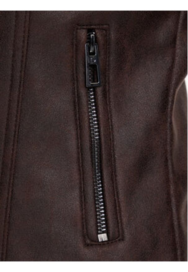Desigual Kurtka z imitacji skóry Basic 25WWEW43 Brązowy Regular Fit. Kolor: brązowy. Materiał: skóra