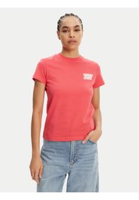 Tommy Jeans T-Shirt Bubble DW0DW21338 Różowy Regular Fit. Kolor: różowy. Materiał: bawełna