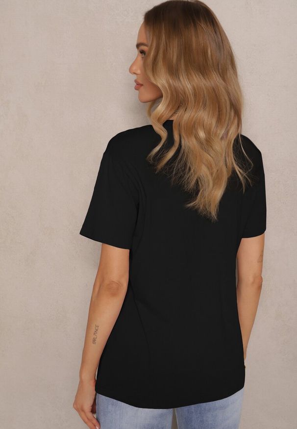 Renee - Czarny Klasyczny T-shirt Bawełniany o Casualowym Kroju Nattine. Okazja: na co dzień. Kolor: czarny. Materiał: bawełna. Wzór: gładki. Styl: klasyczny
