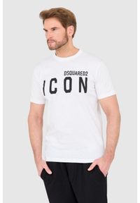 DSQUARED2 Biały t-shirt męski z dużym logo icon, Rozmiar M. Kolor: biały #4
