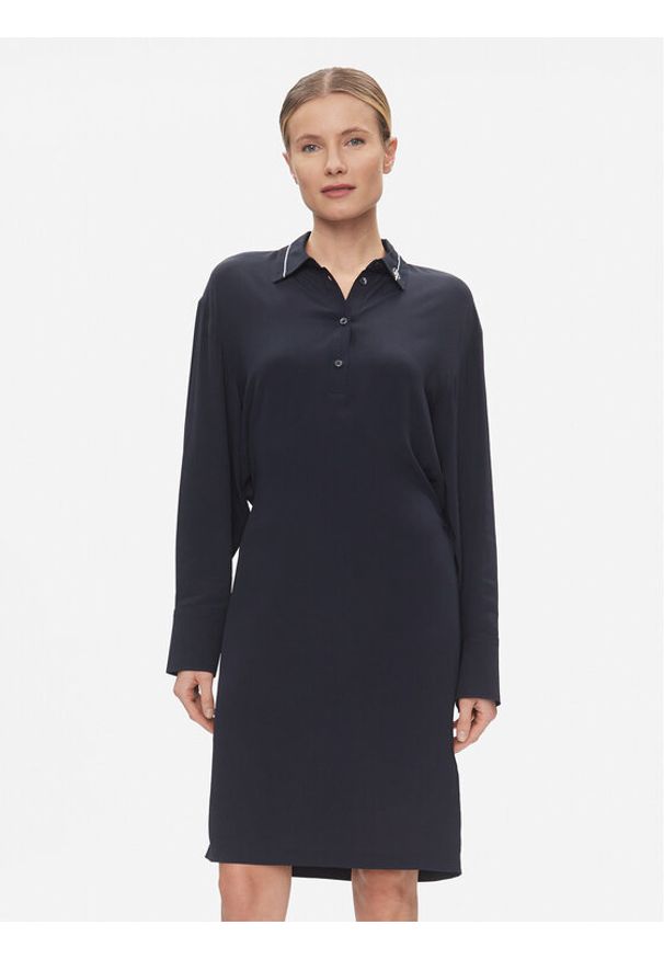 TOMMY HILFIGER - Tommy Hilfiger Sukienka koszulowa Smd Detail Fluid Knee Dress WW0WW41009 Granatowy Regular Fit. Kolor: niebieski. Materiał: wiskoza. Typ sukienki: koszulowe