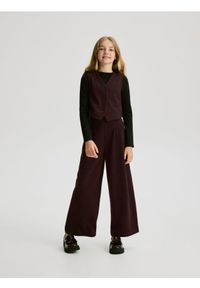 Reserved - Dzianinowe spodnie z wiskozą - bordowy. Kolor: czerwony. Materiał: dzianina, wiskoza #1