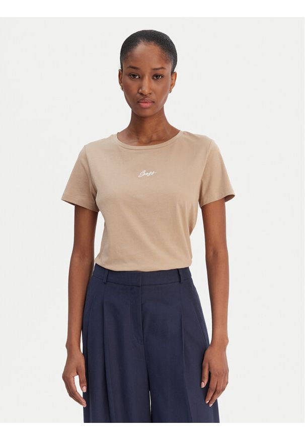 BOSS T-Shirt Elove 50554696 Brązowy Regular Fit. Kolor: brązowy. Materiał: bawełna