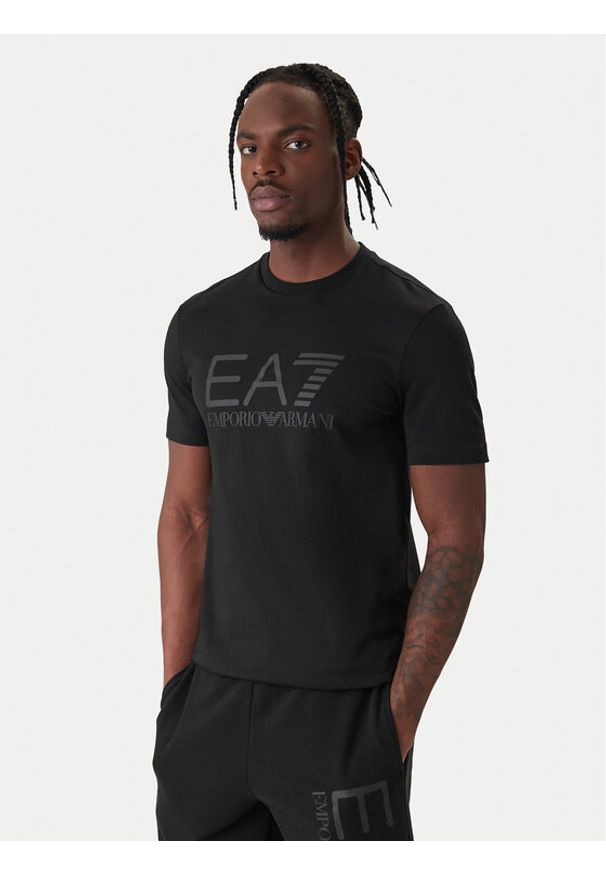 EA7 Emporio Armani T-Shirt 7M001412 AF22264 MC005 Czarny Regular Fit. Kolor: czarny. Materiał: bawełna