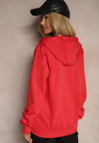 Renee - Czerwona Casualowa Rozpinana Bluza z Kapturem i Polarem Shuberta. Okazja: na co dzień. Typ kołnierza: kaptur. Kolor: czerwony. Materiał: polar. Długość rękawa: długi rękaw. Długość: długie. Styl: casual #3