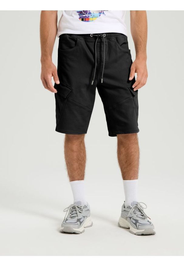 Sinsay - Szorty jeansowe jogger - czarny. Kolor: czarny. Materiał: jeans