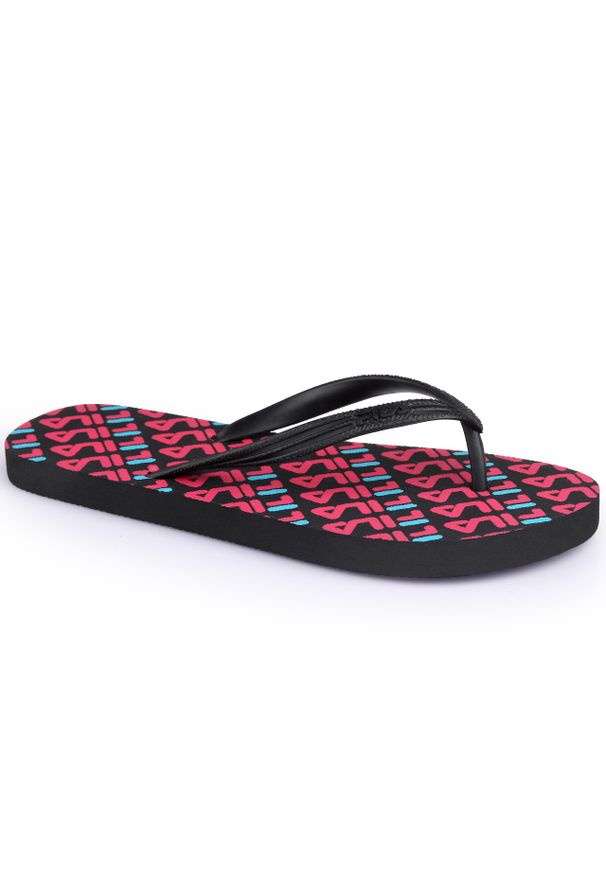 Japonki damskie Fila TROY LOGO SLIPPER. Kolor: czarny, różowy, wielokolorowy. Styl: sportowy