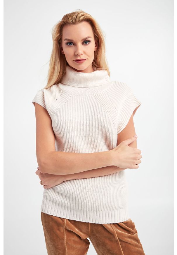 Patrizia Pepe - GOLF PATRIZIA PEPE. Typ kołnierza: golf. Materiał: prążkowany. Długość rękawa: bez rękawów. Wzór: gładki, aplikacja